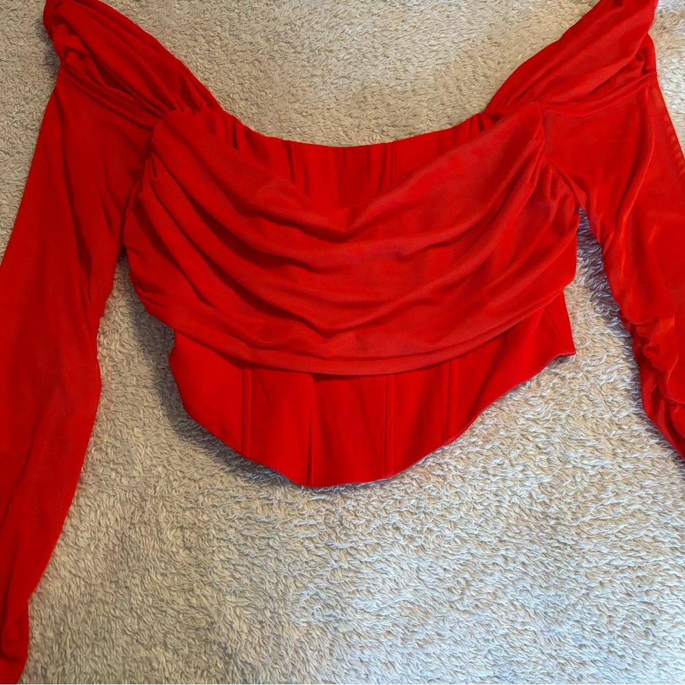 Brand New Red long sleeved crop top